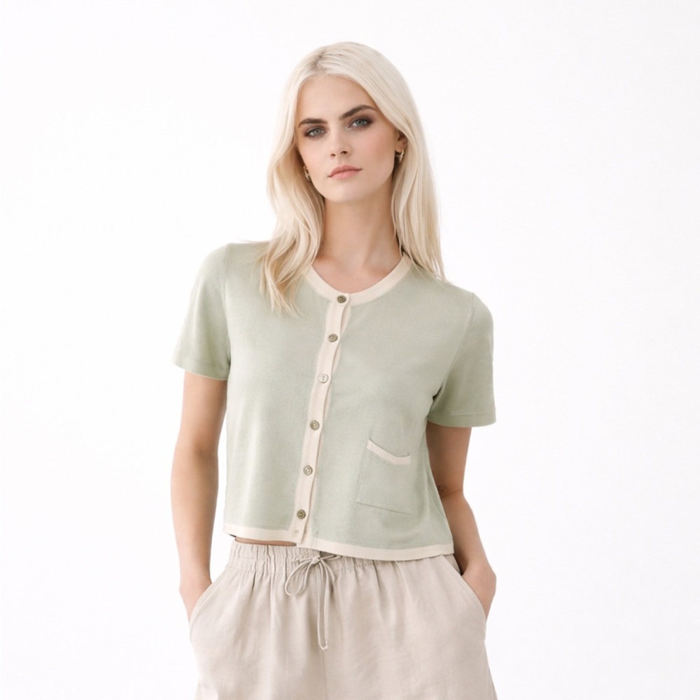 100% silk Liz Claiborne knit sweater crop fit Silk Blouse sweater